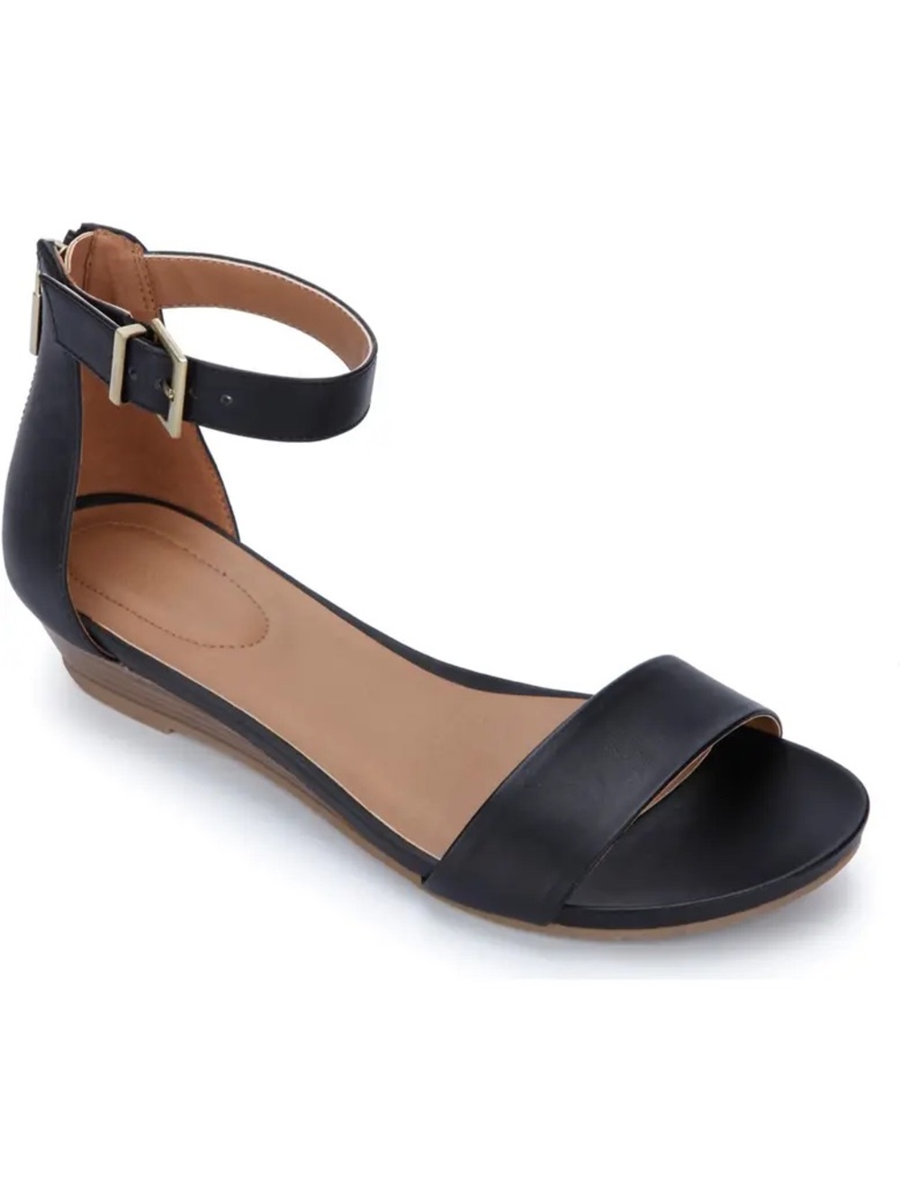 KENNETH COLE Great Viber Black Ankle-Strap Flat Sandals Women’s Shoes